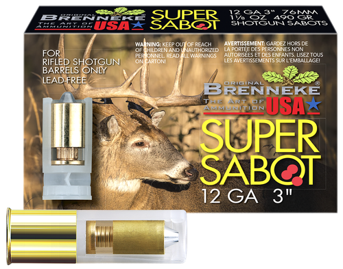 Brenneke SL123SUS SuperSabot  12Gauge 3" 1 1/8oz Sabot Slug Shot 5 Per Box/50 Case