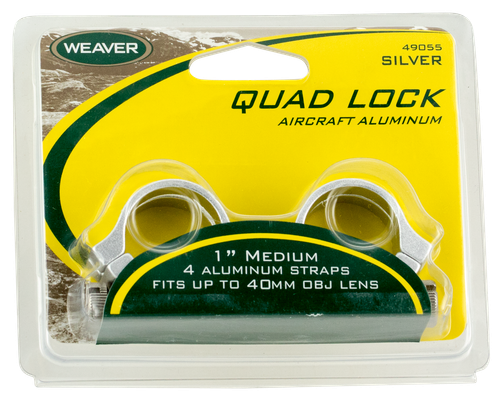 Weaver Mounts 49055 Quad Lock Detachable Rings  Silver 1" Medium