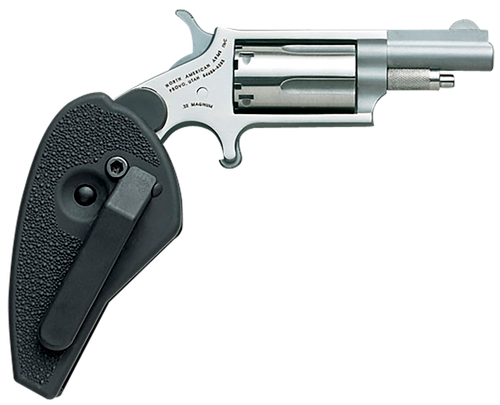 North American Arms 22MCHG Mini-Revolver  22 LR/22 WMR 5 Shot 1.63" Stainless Steel Barrel, Frame & Cylinder, Black Synthetic Holster Grip, Exposed Hammer