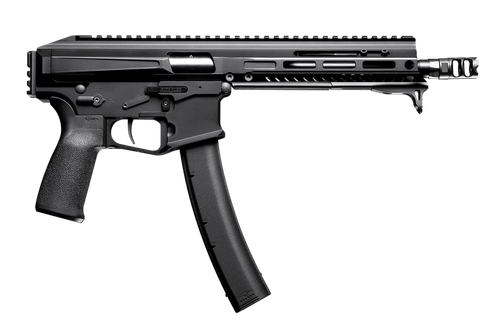 Patriot Ordnance Factory 01838 Phoenix  9mm Luger 35+1 8" Threaded Barrel w/Muzzle Brake, Black Anodized Receiver, M-Lok Handguard, MFT Grip, Picatinny Stock Adapter, Includes Hand Stop