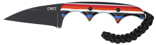 CRKT 2385G Minimalist 1.98" Fixed Wharncliffe Plain Black Stonewashed D2 Steel Blade, Red/White/Blue G10 Handle