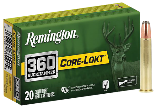 Remington Ammunition R27742 Core-Lokt  360Buckhammer 180gr Soft Point Core Lokt 20 Per Box/10 Case
