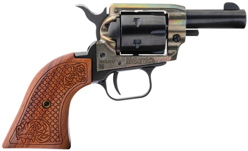 Heritage Mfg BK22CH2WBRN10 Barkeep  22 LR 6 Shot, 2.67" Black Oxide Steel Barrel, Simulated Case Hardened Zinc Alloy Frame, Black Oxide Cylinder, Custom Scroll Wood Grip, Manual Safety, Exposed Hammer