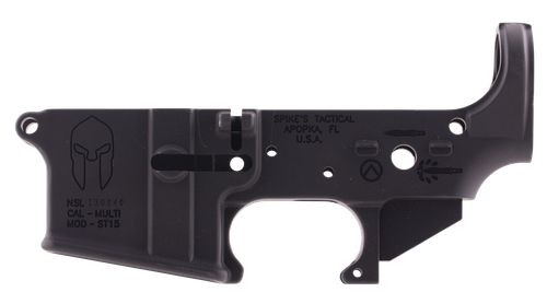 Spikes STLS021 Spartan Stripped Lower Receiver Multi-Caliber 7075-T6 Aluminum Black Anodized for AR-15