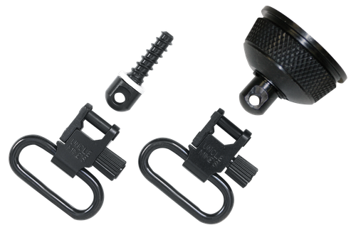 Uncle Mike's 18002 Mag Cap Swivel Set made of Steel with Blued Finish, 1" Loop Size & Quick Detach Style for 12 Gauge Remington 870 Express with Wood Stock Includes Two Super Swivels