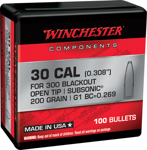 Winchester Ammo WB300B200X   300Blackout 200gr Open Tip 100 Per Box/10 Case
