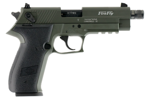 GSG GERG2210TFFG FireFly  22 LR 10+1 4.90" Black Steel/Threaded Barrel, Green Serrated Slide & Zinc Alloy w/Accessory Rail Frame, Black Polymer Grip