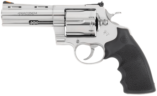 Colt Mfg ANACONDASP4RTS Anaconda  44 Mag 6 Shot 4.25" Stainless Barrel, Cylinder & Frame, Black Hogue Rubber w/Finger Grooves Grip