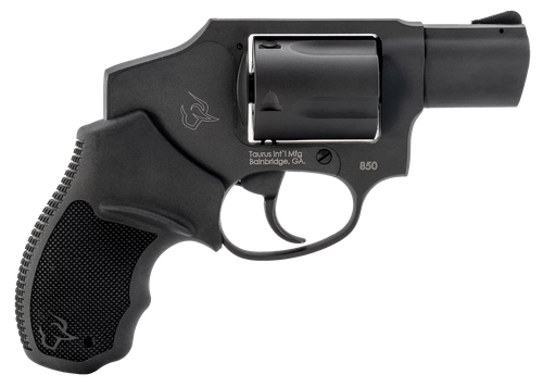 Taurus 2-850121 850  Small 38 Special 5 Shot 2" Matte Black Alloy Steel Barrel, Cylinder & Frame, Black Rubber Grip, Transfer Bar Safety, Concealed Hammer