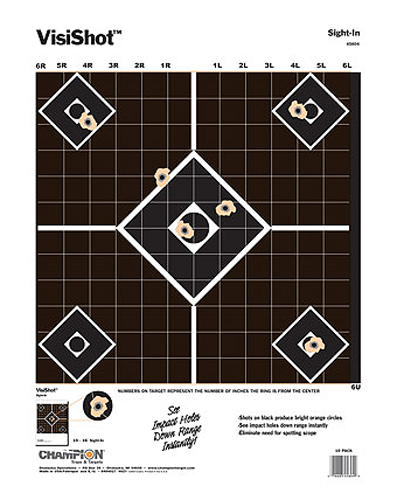 Champion Targets 45804 VisiShot  5-Diamond Paper Hanging Pistol/Rifle 13" x 18" Black/White 10 Pack