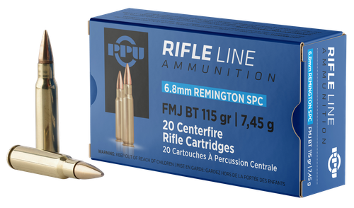 PPU PP68F Standard Rifle  6.8mmRemSPC 115gr Full Metal Jacket Boat Tail 20 Per Box/50 Case