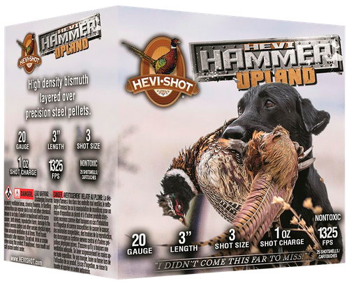 HEVI-Shot HS29213 HEVI-Hammer Upland 20Gauge 3" 1oz Steel/Bismuth 3Shot 25 Per Box/10 Case