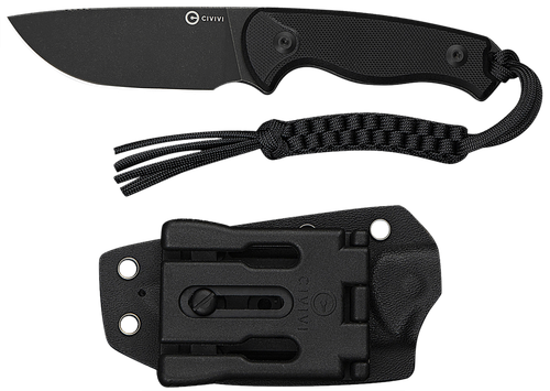 Civivi Knives C23094-1 Timberbark  3.20" Fixed Drop Point Plain Black Stonewashed 14C28N Steel Blade, 3.69" Black Textured G10 Handle