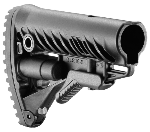 FAB Defense FXGLR16B GLR-16  Buttstock for AR-15/ M16/ M4 Fixed Storage Compartment & Anti-Rattle Mechanism Black Polymer