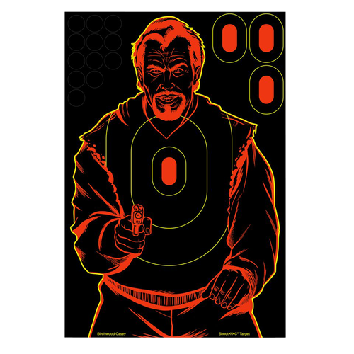 Birchwood Casey 34645 Shoot-N-C Reactive Target Self-Adhesive Paper Black/Red 12"x18" Bad Guy Silhouette 5 Pack