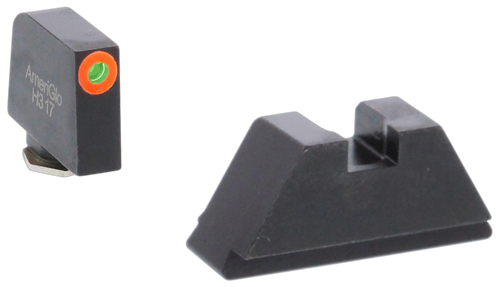AmeriGlo GL511 Optic Compatible Sight Set for Glock  XL Tall Green Tritium Orange Outline Front Sight-Green Tritium Black Rear Sight