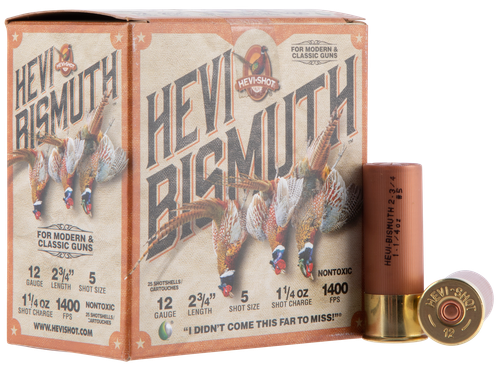 HEVI-Shot HS14715 HEVI-Bismuth Upland 12Gauge 2.75" 1 1/4oz Bismuth 5Shot 25 Per Box/10 Case