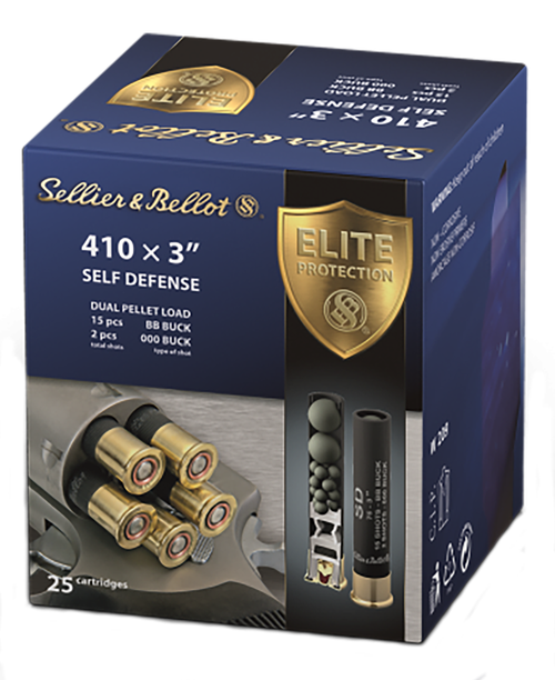 Sellier & Bellot SB410SDB Self Defense  410Gauge 3" 15Pellets 11/16oz 000Buck Shot 25 Box/20 Case