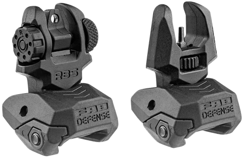 FAB Defense FXFRBS Front/Rear Folding Back-Up Sights  AR-15/ M16/ M4 Low Profile Dual Aperture Rear Sight Black Polymer and Metal
