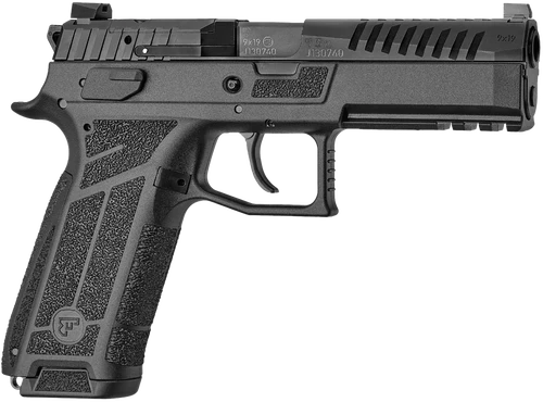 CZ-USA 91670 P-09 F Nocturne Full Size Frame 9mm Luger 19+1 4.53" Black Steel Barrel, Black Optic Cut/Serrated Steel Slide, Black Polymer Frame w/Picatinny Rail, Textured Grip