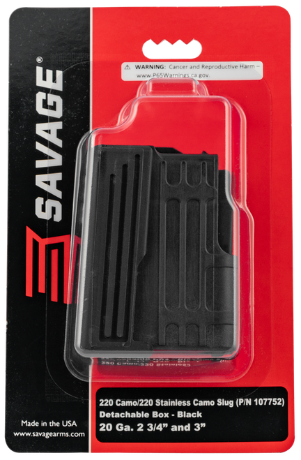 Savage Arms 55159 220  2rd 20 Gauge Black Polymer