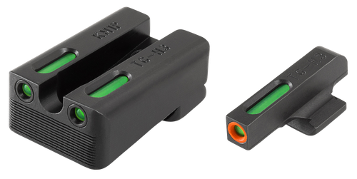 TruGlo TG13KM1PC TFX Pro  Black | Green Tritium & Fiber Optic Orange Outline Front Sight Green Tritium & Fiber Optic Rear Sight