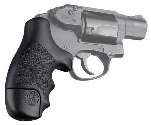 Hogue 60020 OverMolded Tamer  Cobblestone Black Rubber with Finger Grooves for S&W J Frame Centennial with Round Butt, Bodyguard