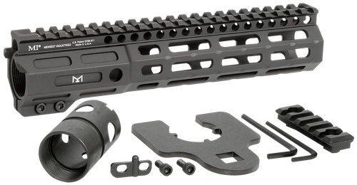 Midwest Industries MINF925 Night Fighter  9.25" M-LOK Black Hardcoat Anodized Aluminum Includes Barrel Wrench, Nut, & 5 Slot Rail