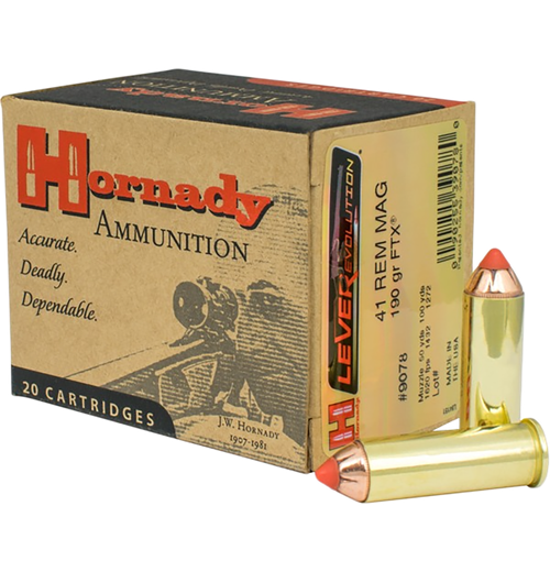 Hornady 9078 LEVERevolution  41RemMag 190gr Hornady Flex Tip eXpanding 20 Per Box/10 Case