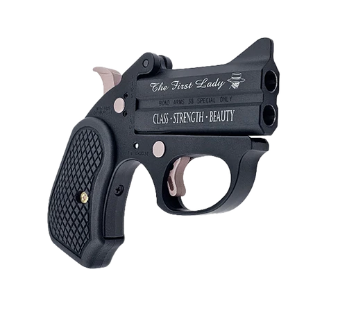 Bond Arms BAFL-BP-38SPL The First Lady  38 Special 2rd Shot 3" Black Stainless Steel Barrel, Black Cerakote w/"The First Lady", "Class, Strength, Beauty" Stainless Steel Frame w/Rose Gold Accents, Bla