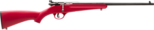 Savage Arms 13795 Rascal  Youth 22 LR 1rd 16.13" Matte Black Sporter Barrel, Matte Black Carbon Steel Receiver, Red Fixed Synthetic Stock, Right Hand