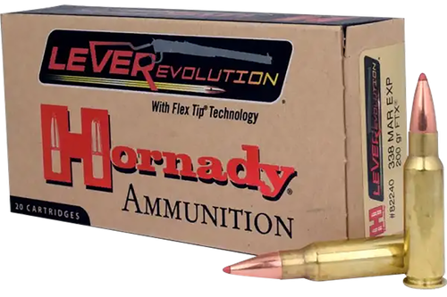 Hornady 82240 LEVERevolution  338MarlinExpress 200gr Flex Tip eXpanding 20 Per Box/10 Case
