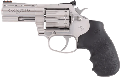 Colt Mfg KCOBRA22SP3RFO King Cobra  22 LR 10 Shot 3" Stainless Vent Rib Barrel, Stainless Cylinder & Frame, Black Rubber Grip