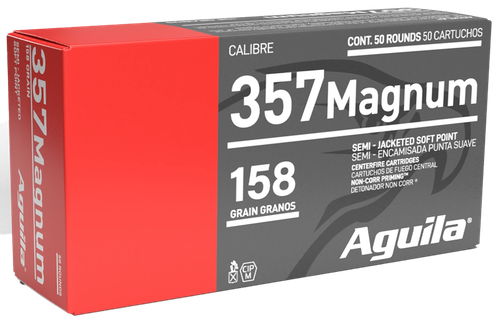 Aguila 1E572823   357Mag 158gr Semi Jacketed Soft Point 50 Per Box/20 Case