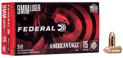 Federal AE9DP American Eagle Handgun 9mmLuger 115gr Full Metal Jacket 50 Per Box/20 Case