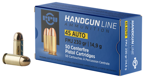 PPU PPH45F Handgun  45ACP 230gr Full Metal Jacket 50 Per Box/10 Case