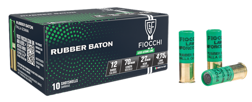 Fiocchi 12LEBA10 Rubber Baton Home Defense 12Gauge 2.75" 1oz SlugShot 10 Per Box/25 Case