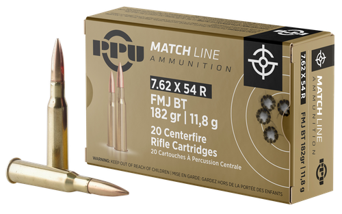 PPU PPM7 Match  7.62x54mmR 182gr Full Metal Jacket 20 Per Box/10 Case
