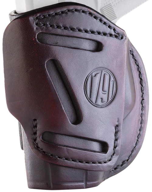 1791 Gunleather 4WH2SBRR 4-Way  IWB/OWB Size 02 Signature Brown Leather Belt Clip Compatible w/Ruger LCP/S&W Bodyguard/Glock 42/43/43X  Right Hand
