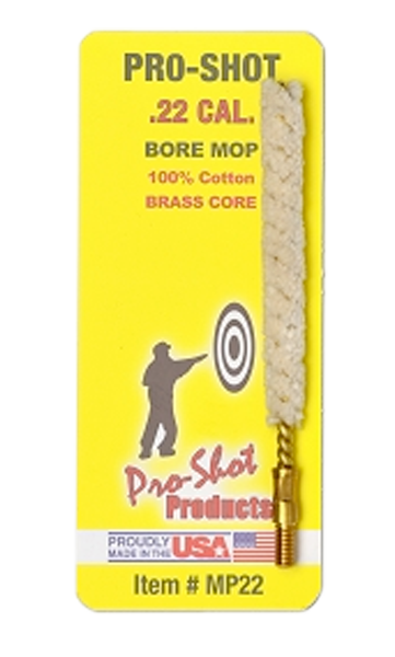 Pro-Shot MP22 Bore Mop  .22 Cal Handgun/Rifle #8-32 Thread   Cotton 1.75" Long