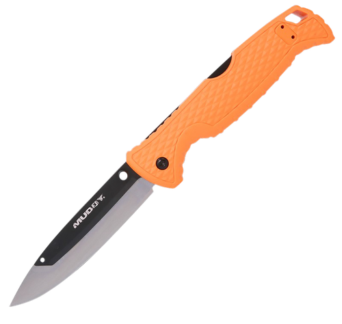 Muddy MUD-FL-35RB5PZ SWAP Replace-A-Blade 3.50" Folding Drop Point Plain 420J2 SS Blade, Blaze Orange Textured GFN Handle, Includes Lanyard/Pocket Clip, 3 Replacement Blades