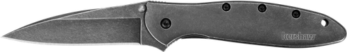 Kershaw 1660BLKW Leek  3" Folding Drop Point Plain Black DLC 14C28N Steel Blade Blackwash 410 Stainless Steel Handle Includes Pocket Clip