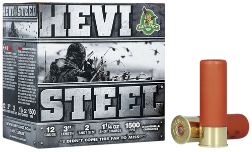 HEVI-Shot HS60002 HEVI-Steel  12Gauge 3" 1 1/4oz 2Shot 25 Per Box/10 Case