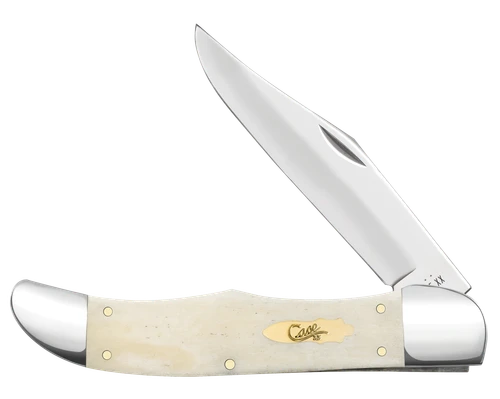 Case 11024 Hunter  4.10" Folding Clip Point Plain Mirror Polished Tru-Sharp SS Blade, Smooth Natural Bone Handle
