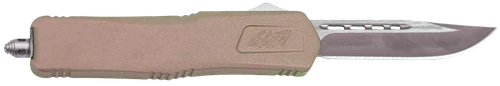 Great Lakes Firearms GLKMDSMTFDE GLFA  Medium 3.50" OTF Plain Steel Blade, Flat Dark Earth Cerakote Aluminum Handle