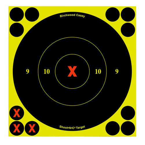 Birchwood Casey 34560 Shoot-N-C Reactive Target Self-Adhesive Paper Black/Yellow 6" X-Bullseye 60 Pack