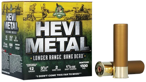 HEVI-Metal HS38502 HEVI-Metal Longer Range 12Gauge 3.50" 1 1/2oz 2Shot 25 Per Box/10 Case