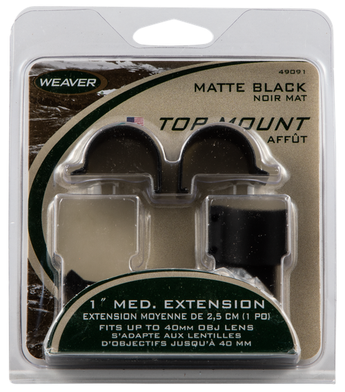 Weaver Mounts 49091 Detachable Top Mount Extension Rings  Matte Black 1" Medium