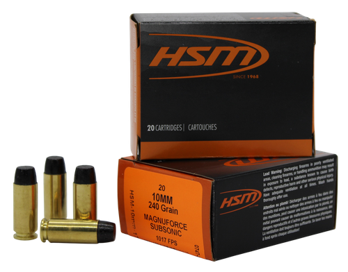 HSM 10MM17N   10mmAuto Subsonic 240gr Hard Cast Long Flat Nose 20 Per Box/20 Case