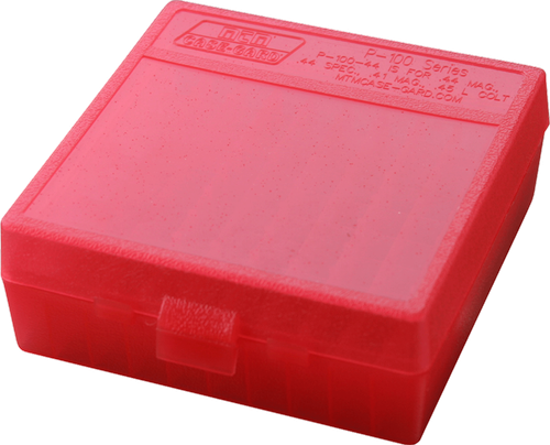 MTM Case-Gard P1004429 Ammo Box Flip-Top Multi Caliber Clear Red Polypropylene 100rd